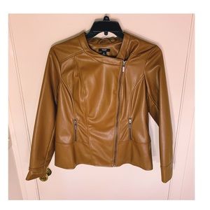 NWOT Alfani Plus Size Tan Faux Leather Jacket